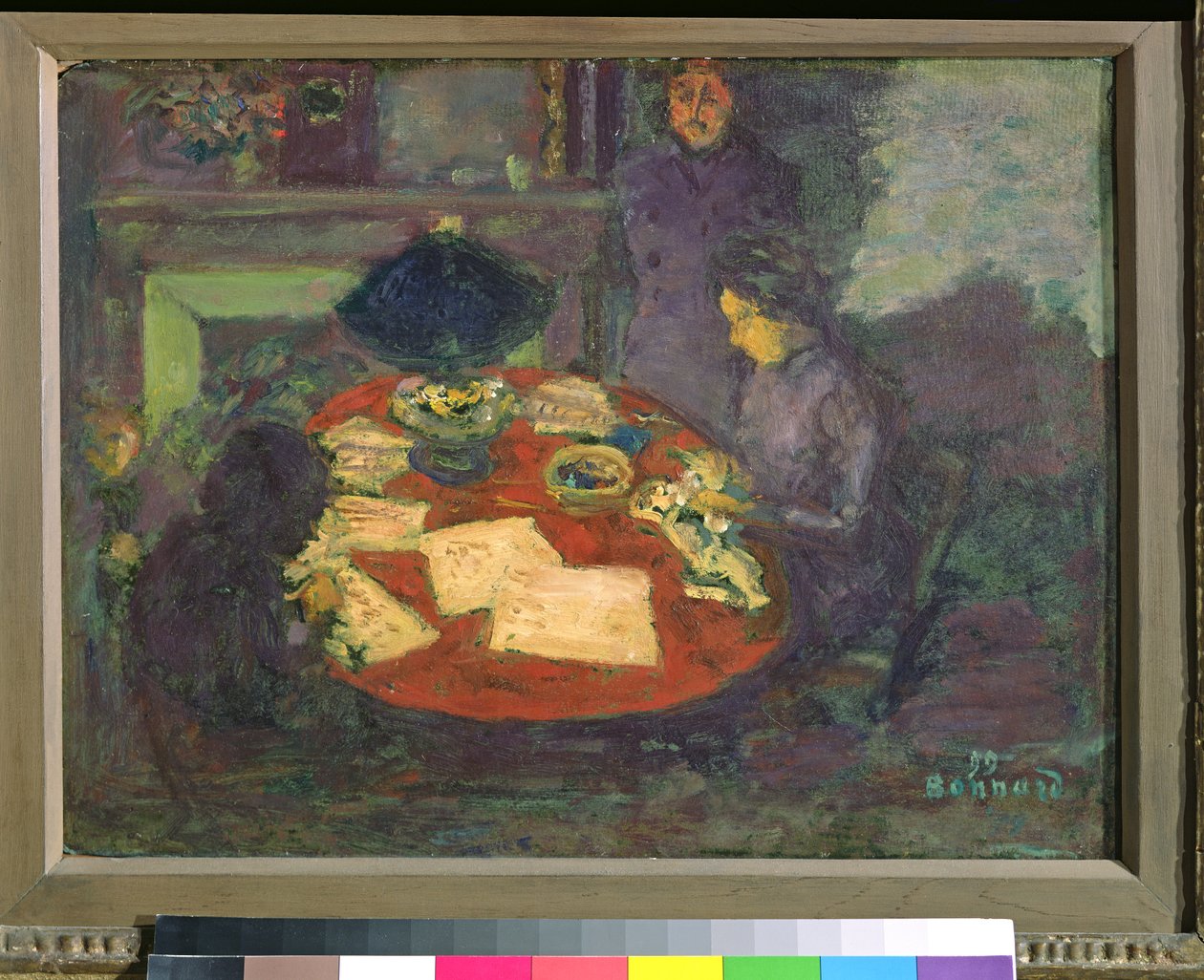 Sob a lâmpada, 1899 (óleo em papelão) de Pierre Bonnard
