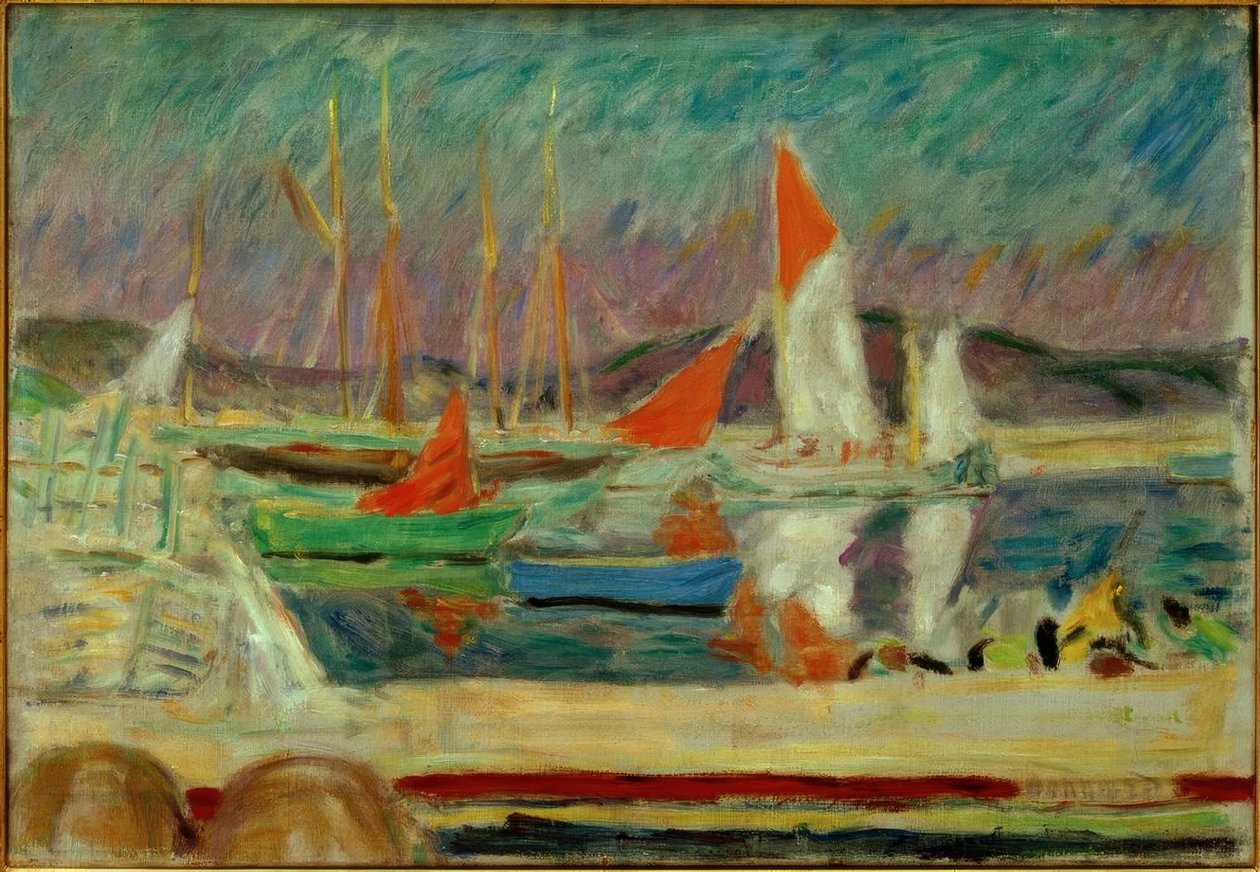 Veleiros no porto de Saint-Tropez de Pierre Bonnard