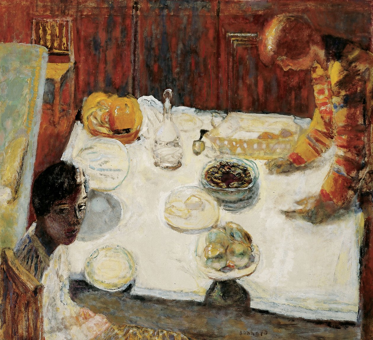 Toalha de mesa branca Sala de jantar, 1925 de Pierre Bonnard