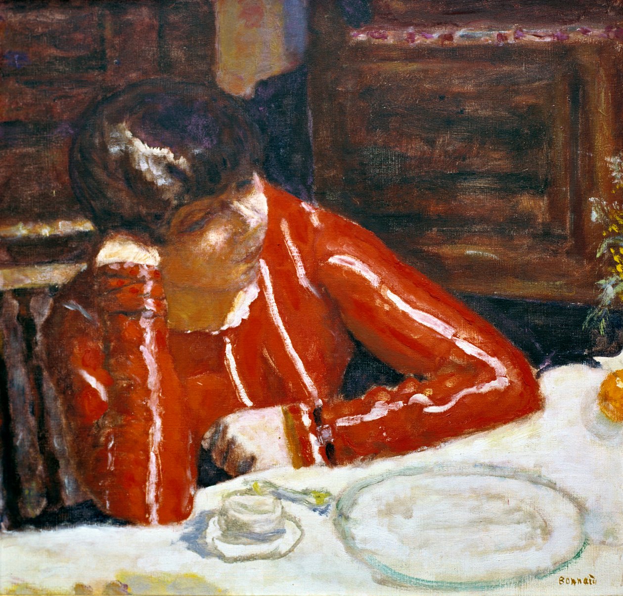 Mulher de blusa vermelha, c1920 de Pierre Bonnard