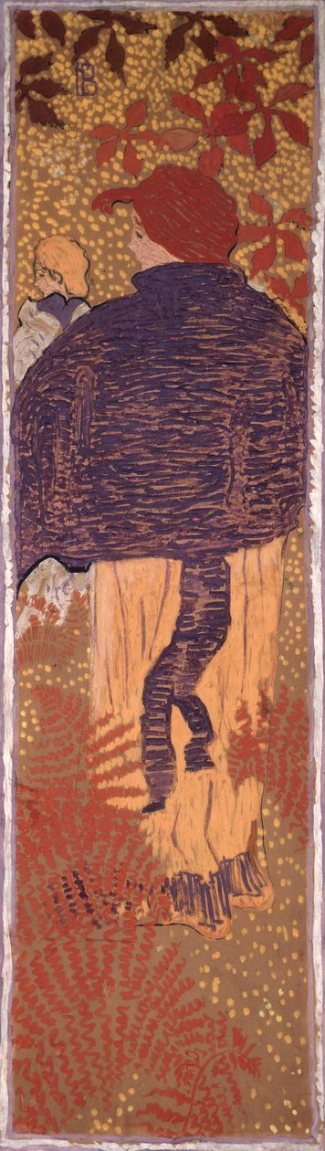 Mulher em um cabo, um dos quatro painéis de mulheres no jardim, 1891 (óleo sobre papel sobre tela) de Pierre Bonnard