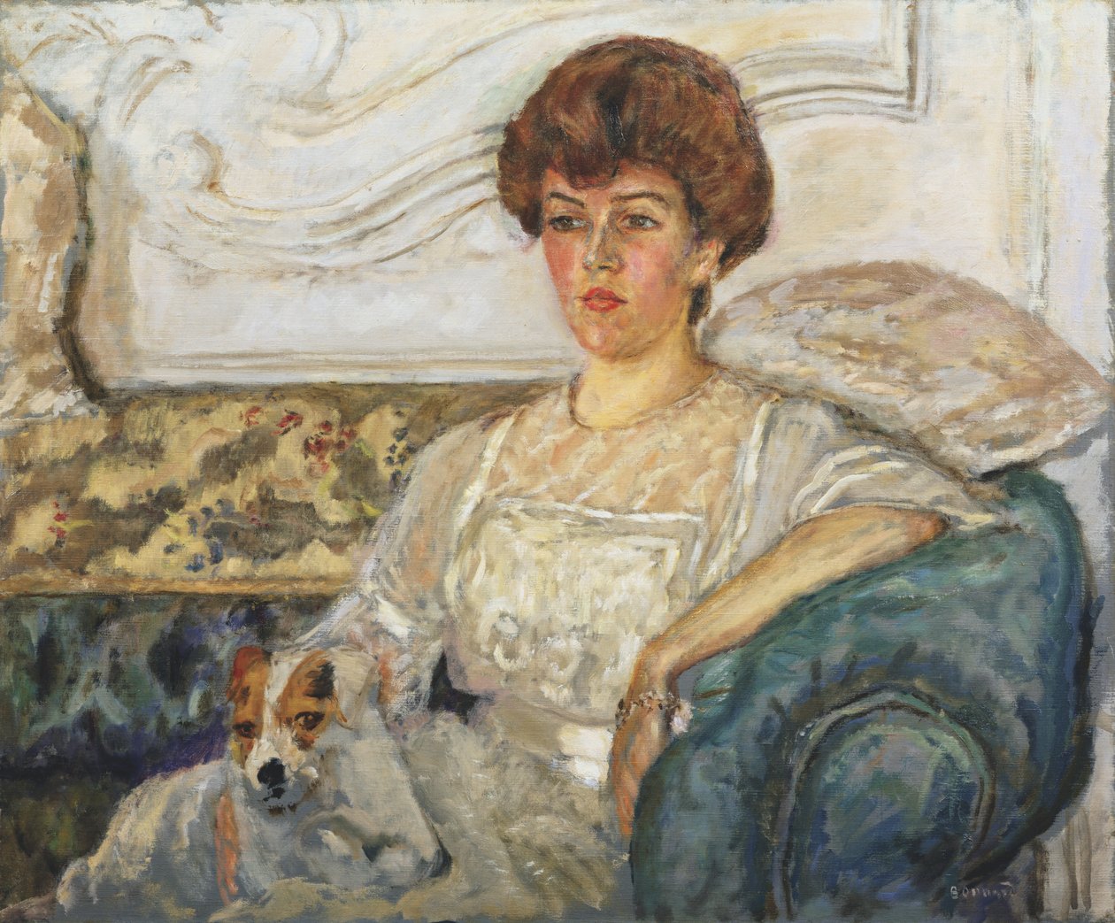 Mulher, ligado, um, azul, sofá de Pierre Bonnard