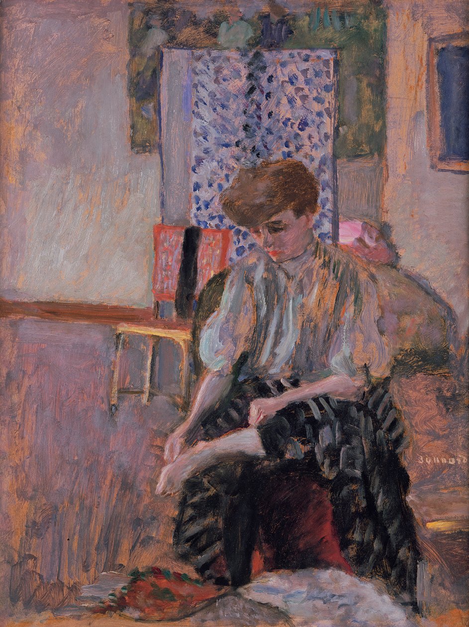 Mulher calçando meias de Pierre Bonnard