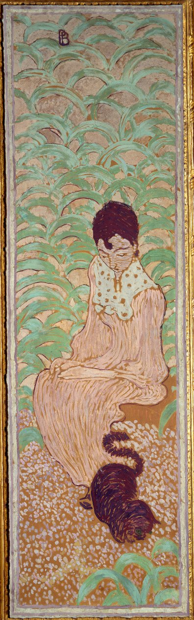 Mulher sentada para o gato de Pierre Bonnard
