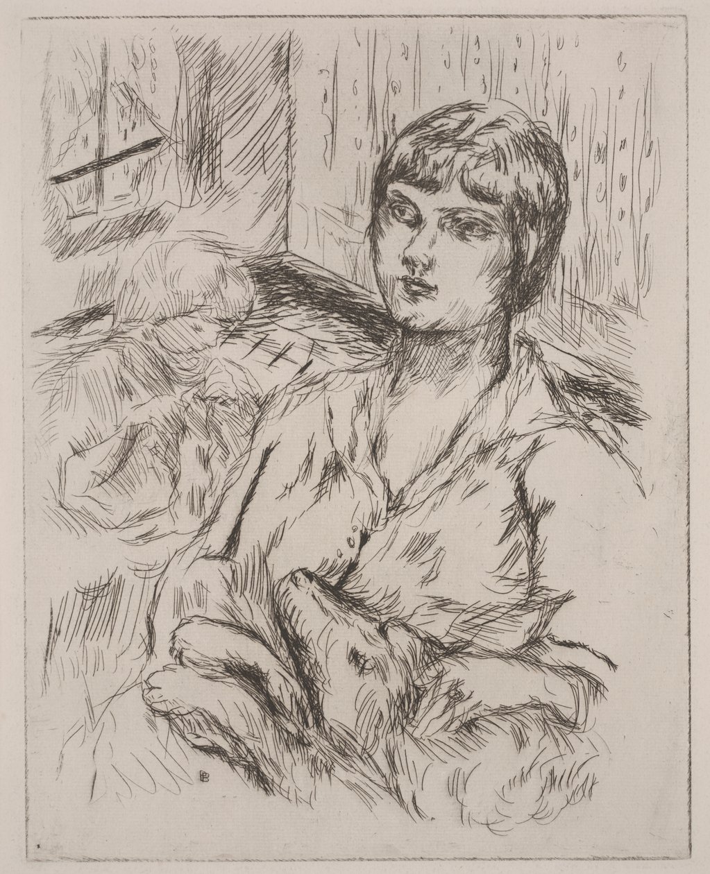 Mulher com Cão, ilustração de "Dingo" de Octave Mirbeau de Pierre Bonnard
