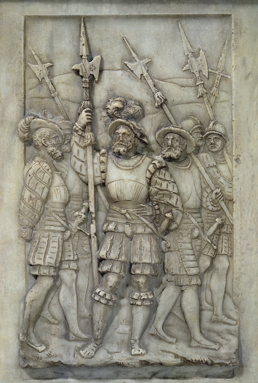Halberdiers, detalhe do túmulo de François I e Claude de France, encomendado em 1548 (mármore) de Pierre Bontemps