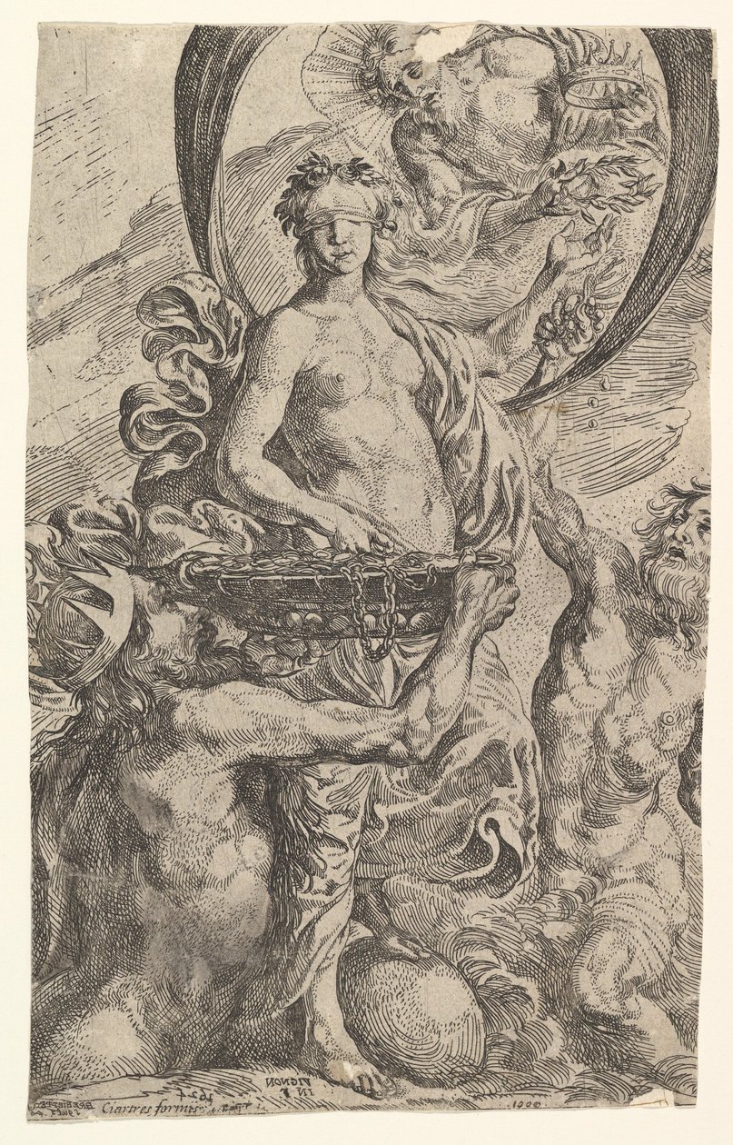 Júpiter, Plutão e Netuno oferecendo suas riquezas à fortuna, 1624. de Pierre Brebiette