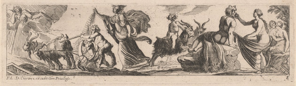 Sátiro conduzindo um par de cabras de Pierre Brebiette