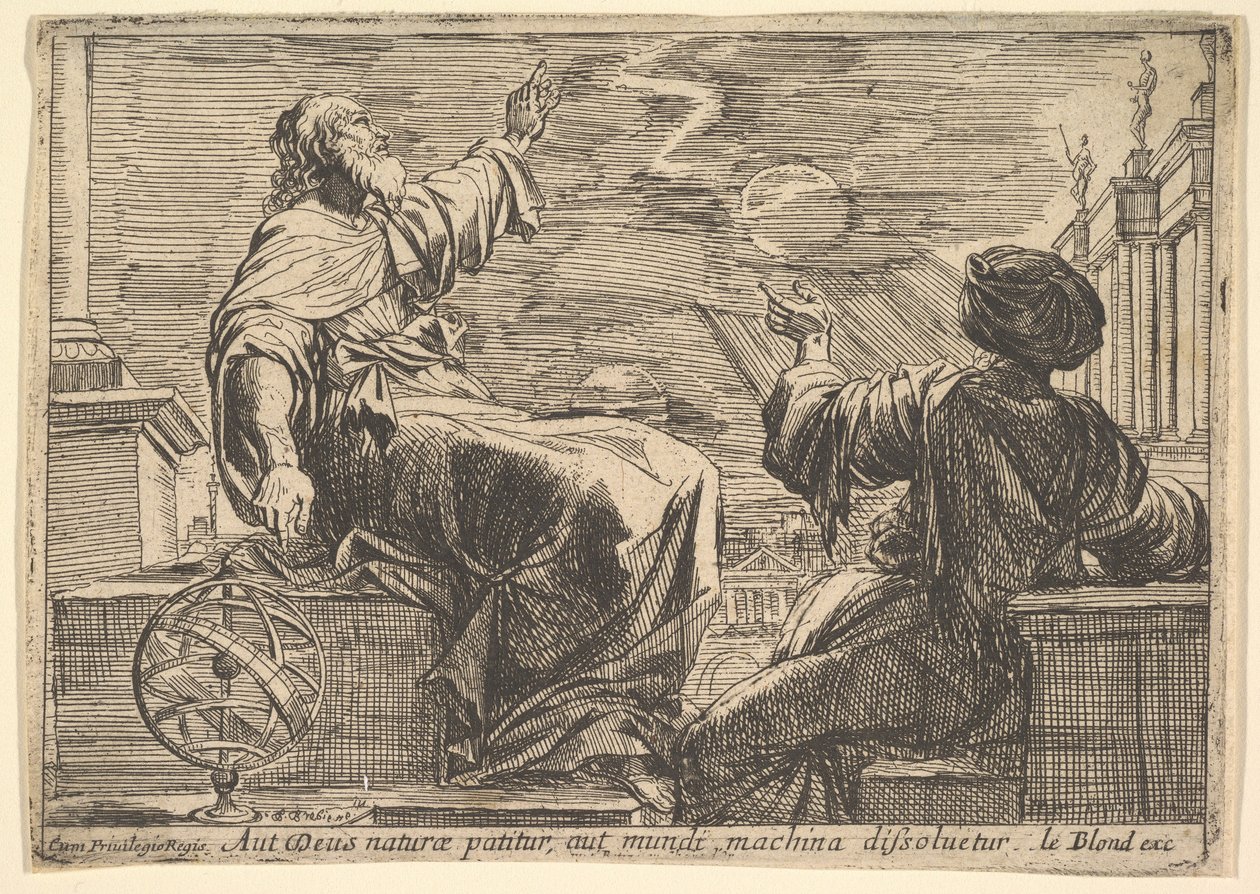 Dois filósofos assistindo a um eclipse, 1615-42. de Pierre Brebiette