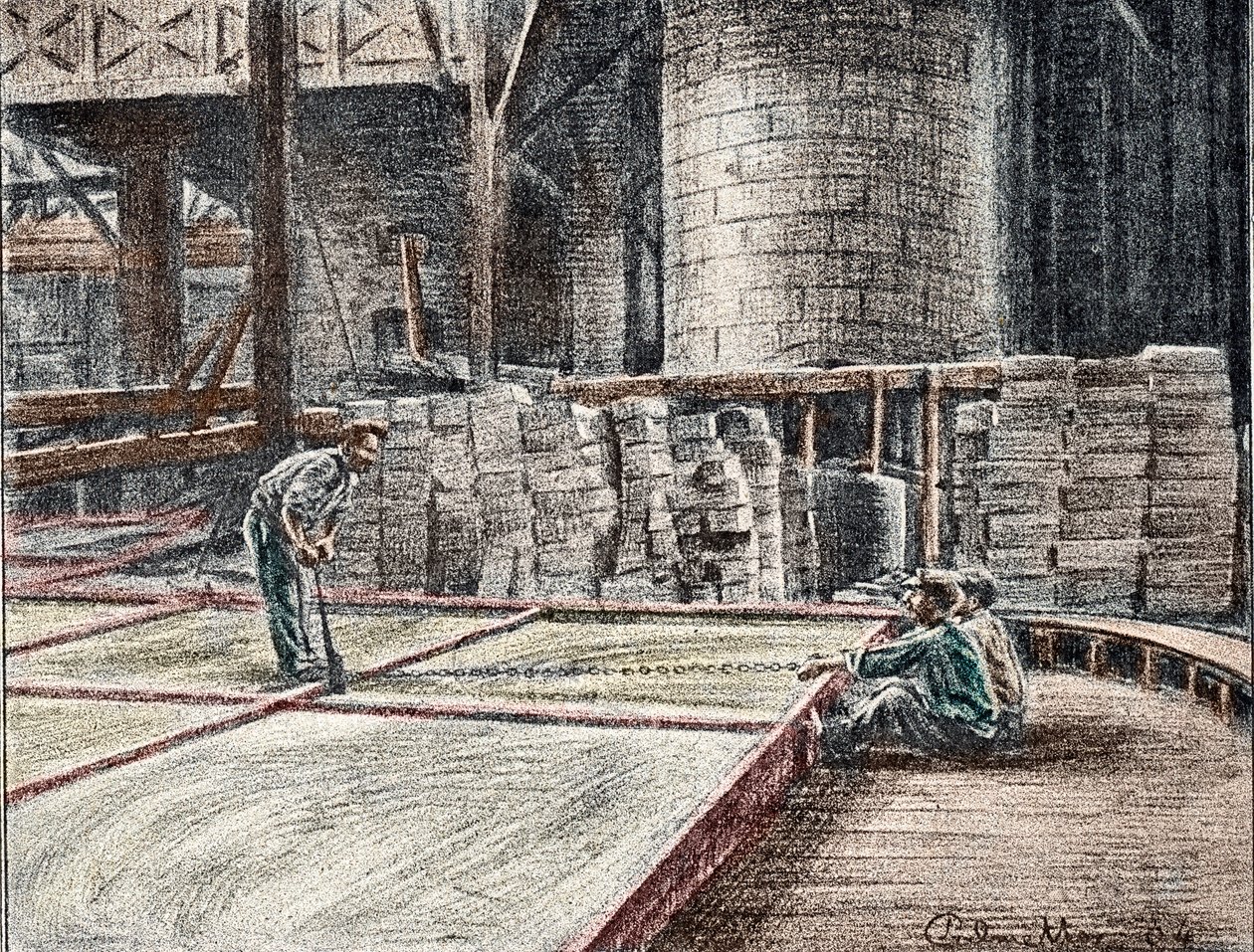 Savonnerie: le decoupage du soap dans les mises (fabrico de sabonetes) Gravura de "Excursion a travers les metiers" de Pierre Calmette Private Collection de Pierre Calmettes