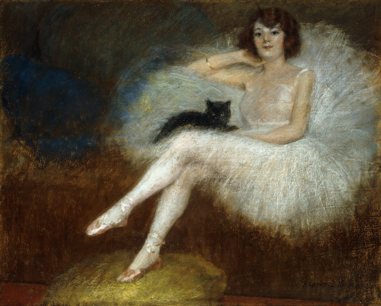 Bailarina com um Gato Preto de Pierre Carrier Belleuse