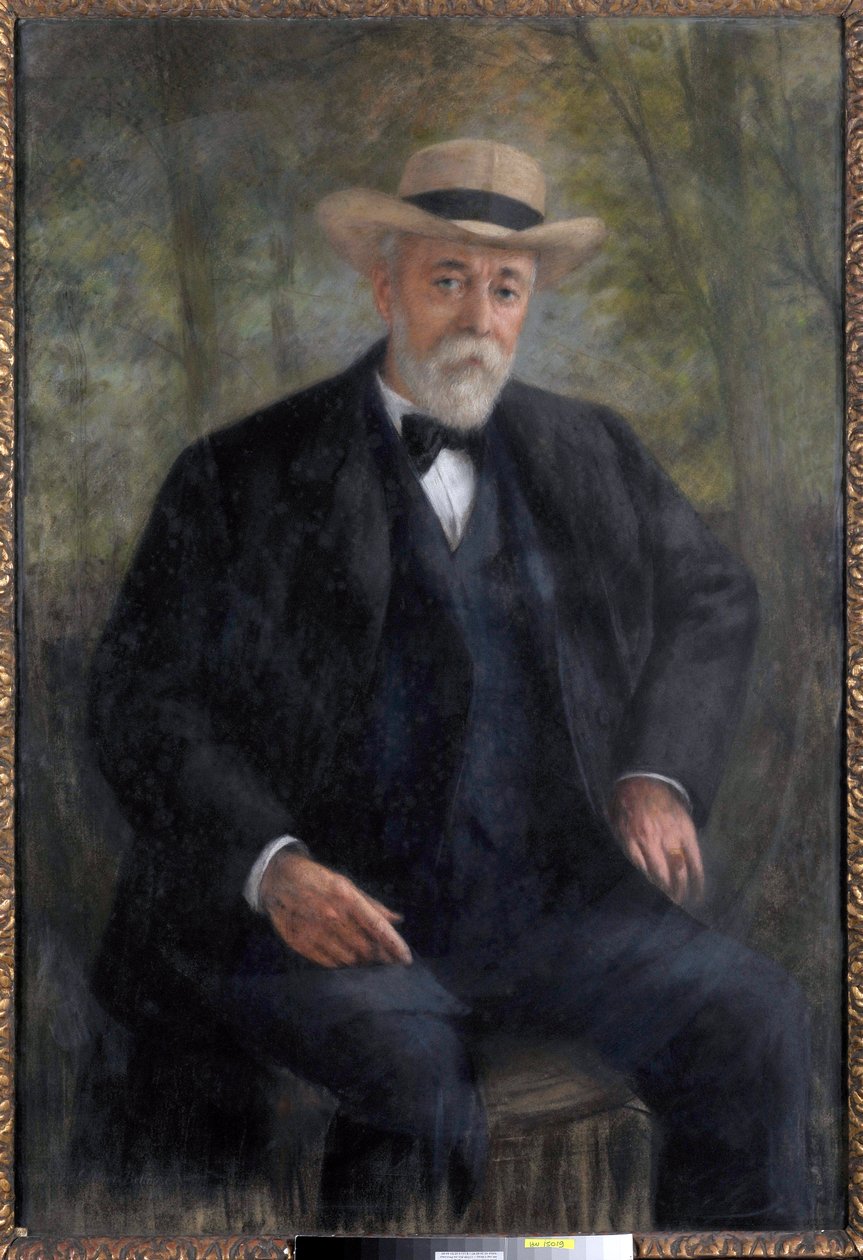 Retrato do presidente do conselho Henri Brisson (1835-1912) em seu jardim em Montmorency (pintura) de Pierre Carrier Belleuse