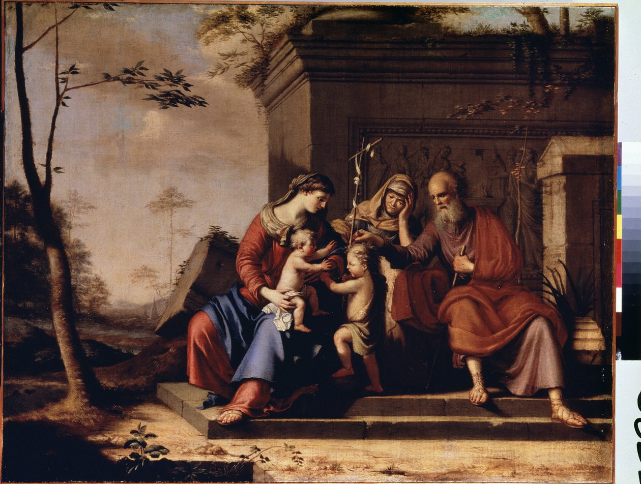""A Sagrada Família"" Pintura de Pierre Cauchy (?-1687) 1655 Dim. 78x106 cm Museu Hermitage, São Petersburgo, Rússia de Pierre Cauchy