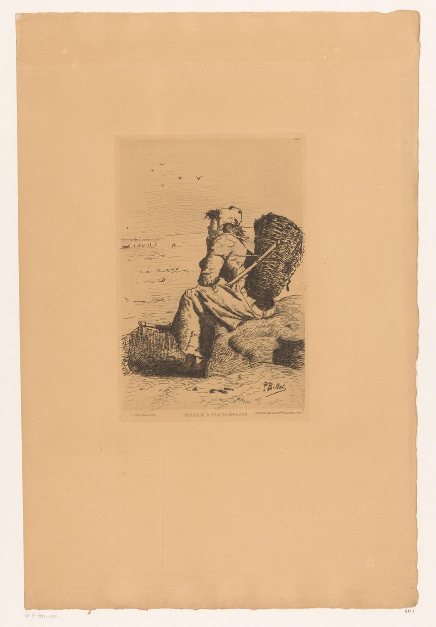 Pescadora em repouso à beira-mar
Pécheuse à Veules-en-Caux (título sobre o objecto) de Pierre Celestin Billet