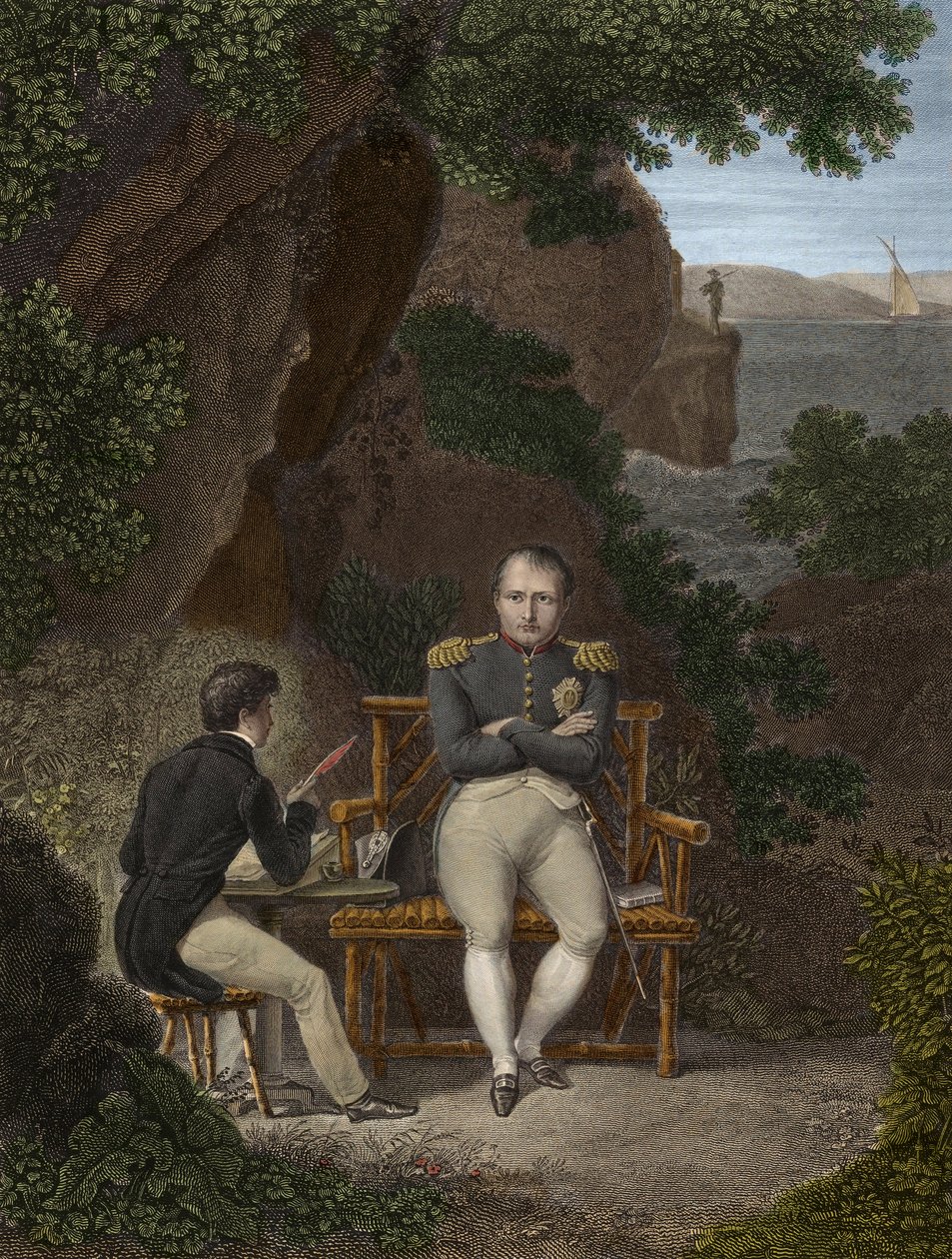 NAPOLEON I (1769-1821) No exílio em Santa Helena - Napoleão dita suas memórias a Emmanuel Pons de Las Cases (1800-1854) filho de Emmanuel de Las Cases - Napoleão a Santa Helena (Santa Helena): Ele dita ao jovem Las Cases as notas a serem usadas para escrev de Pierre Charles Bacquoy