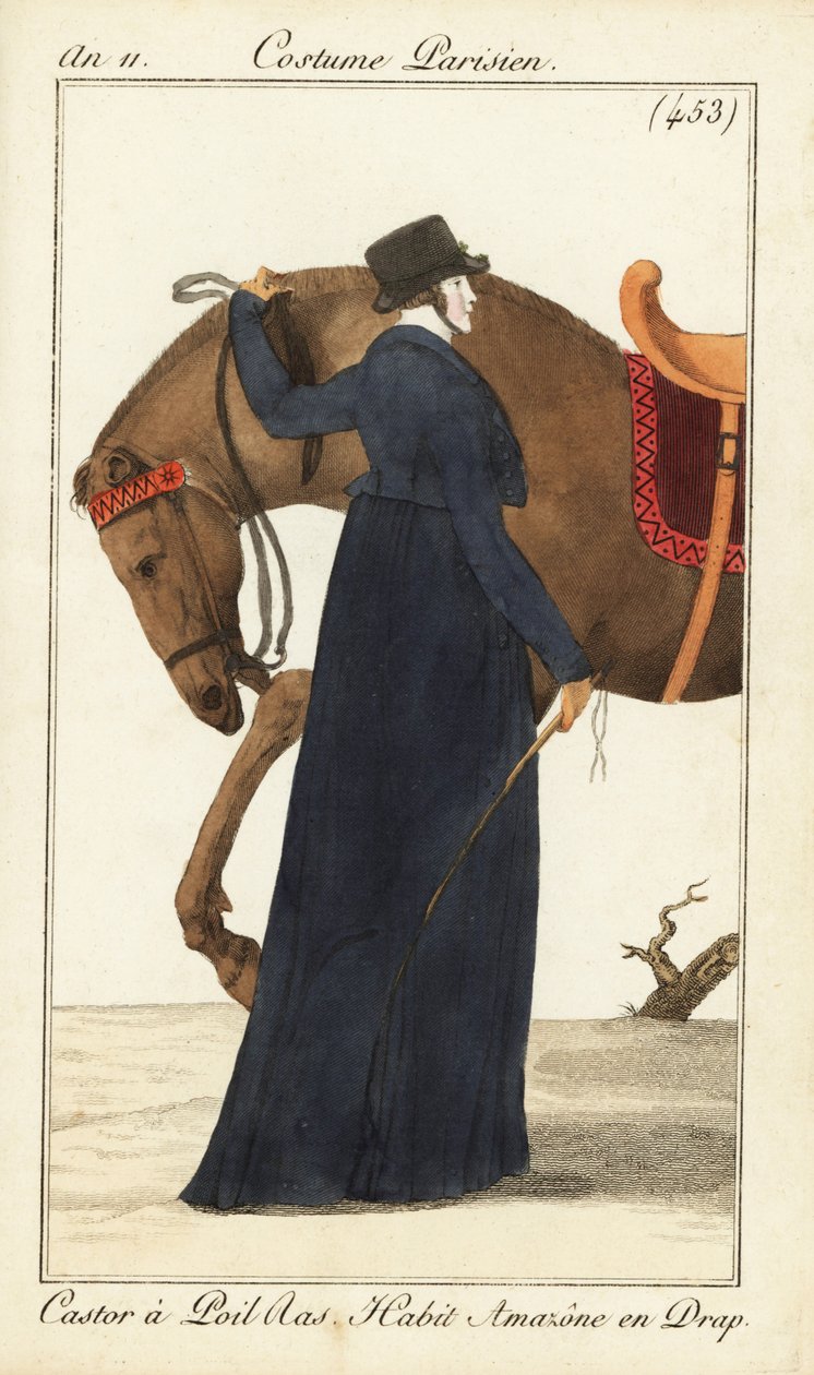 Mulher cavaleiro ou Amazone com seu cavalo, Paris de Pierre Charles Baquoy