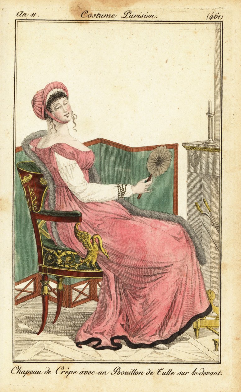 Mulher sentada em uma cadeira Empire em um salão, Paris de Pierre Charles Baquoy