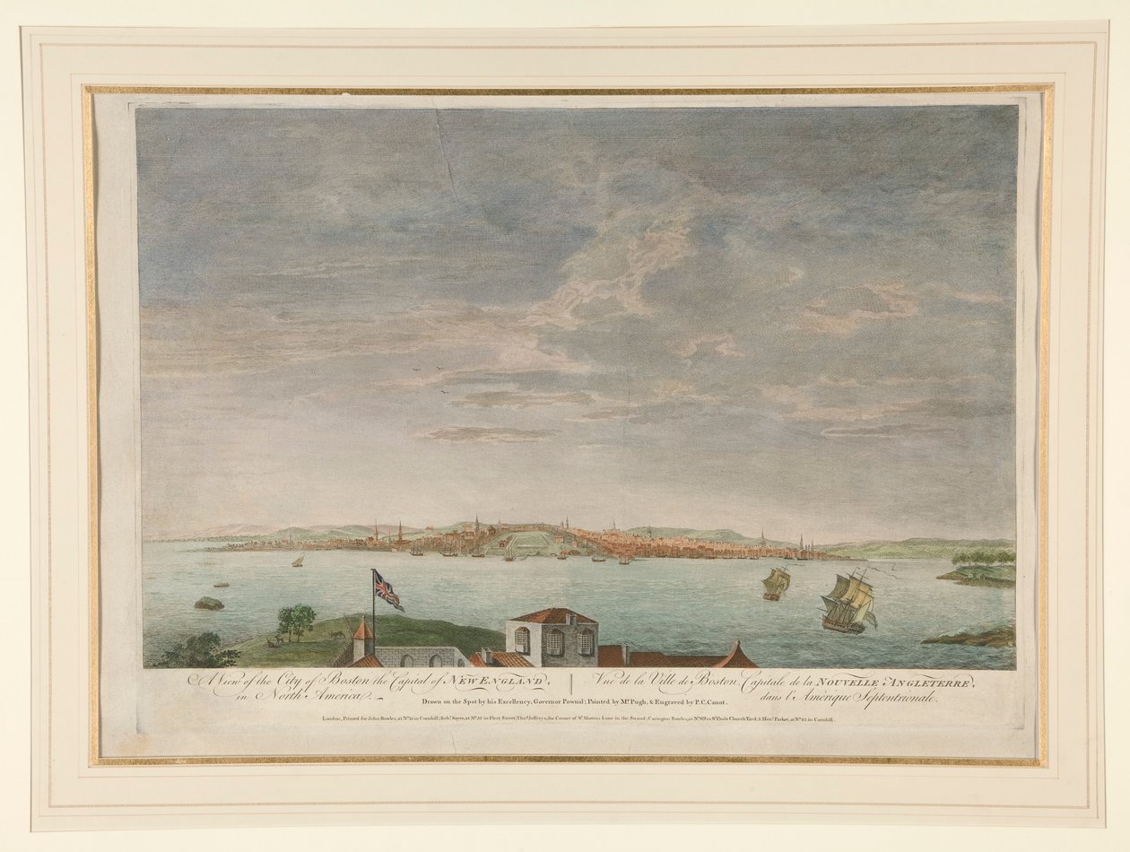 Uma vista da cidade de Boston, a capital da Nova Inglaterra, na América do Norte de Pierre Charles Canot