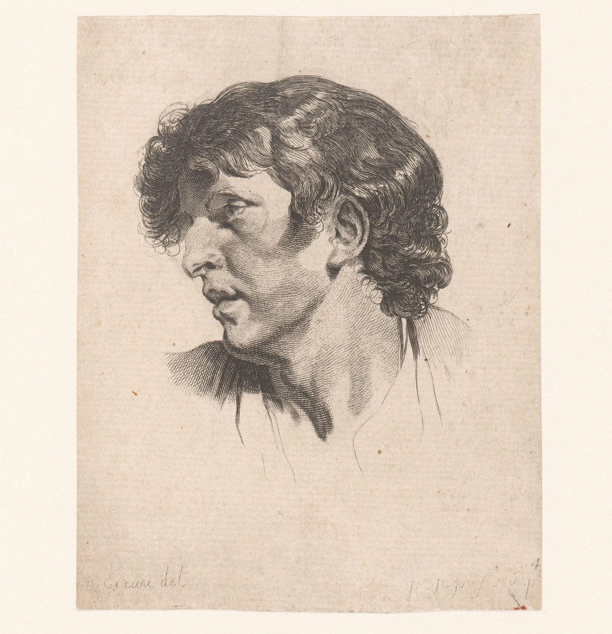 Cabeça de um jovem, virada para a esquerda Cabeças de figuras diferentes (título da série) ir. Cahier de Têtes de différens Caracteres (título da série) de Pierre Charles Ingouf