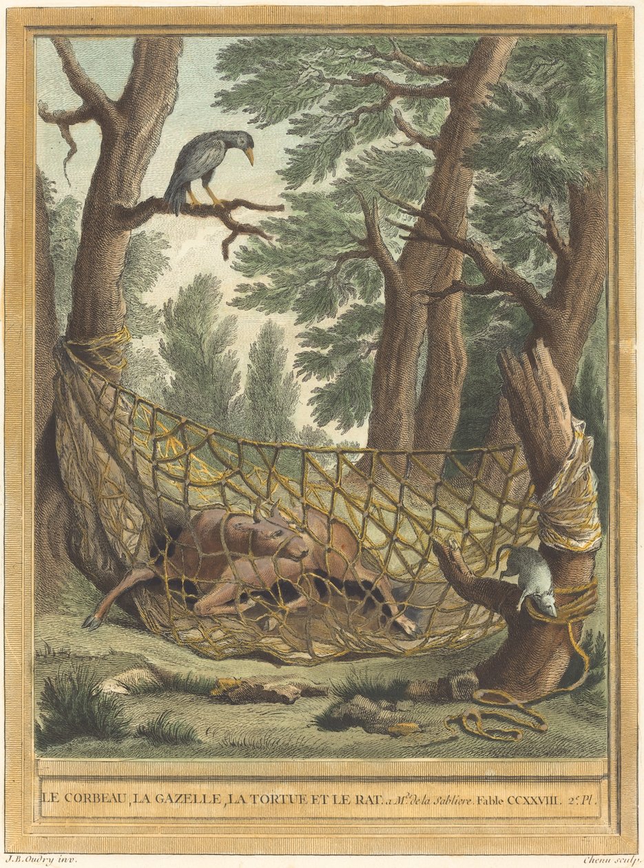 O Corvo, a Gazela, a Tartaruga e o Rato de Pierre Chenu after Jean Baptiste Oudry