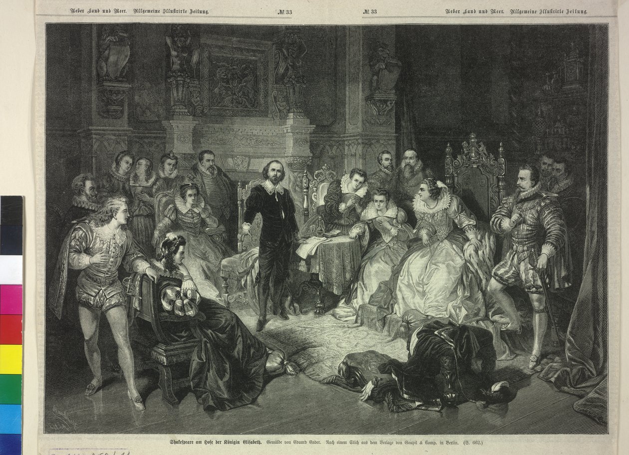 Leitura de Shakespeare na corte da Rainha Elisabeth I de Macbeth de Pierre Cottin