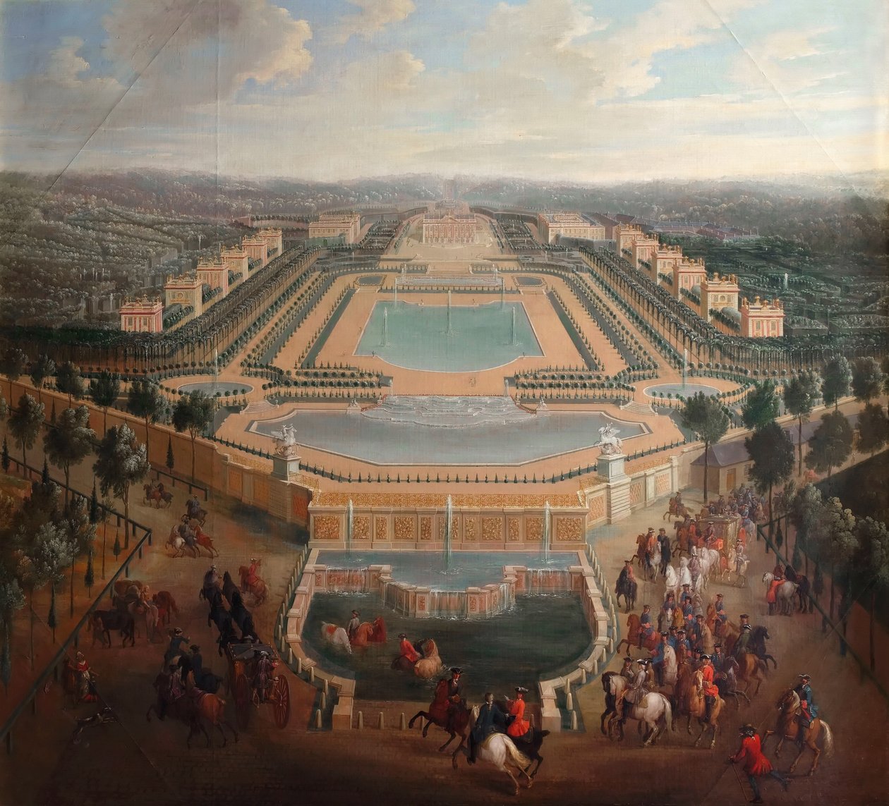Vista geral do castelo e pavilhões em Marly de Pierre Denis II Martin