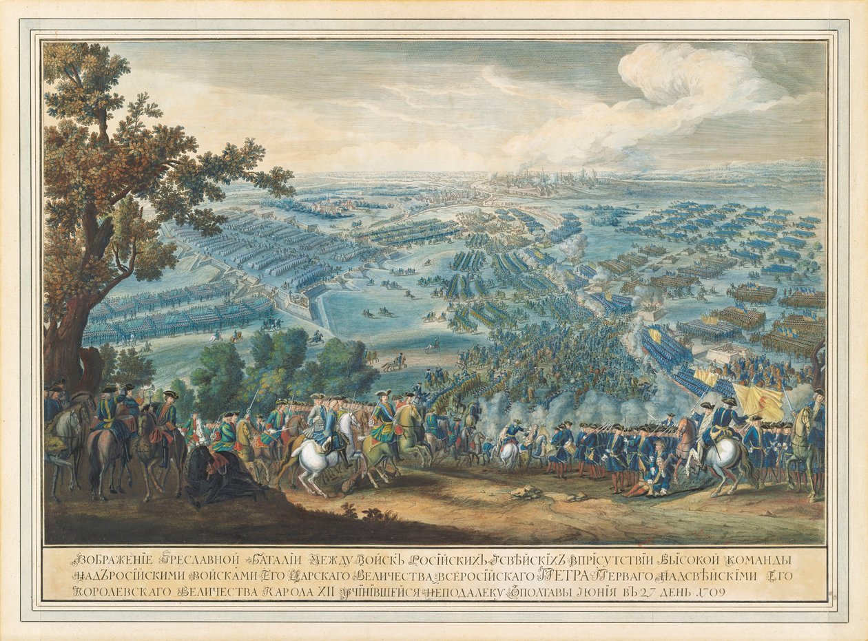 A Batalha de Poltava em 27 de junho de 1709, depois de 1724. de Pierre Denis II Martin