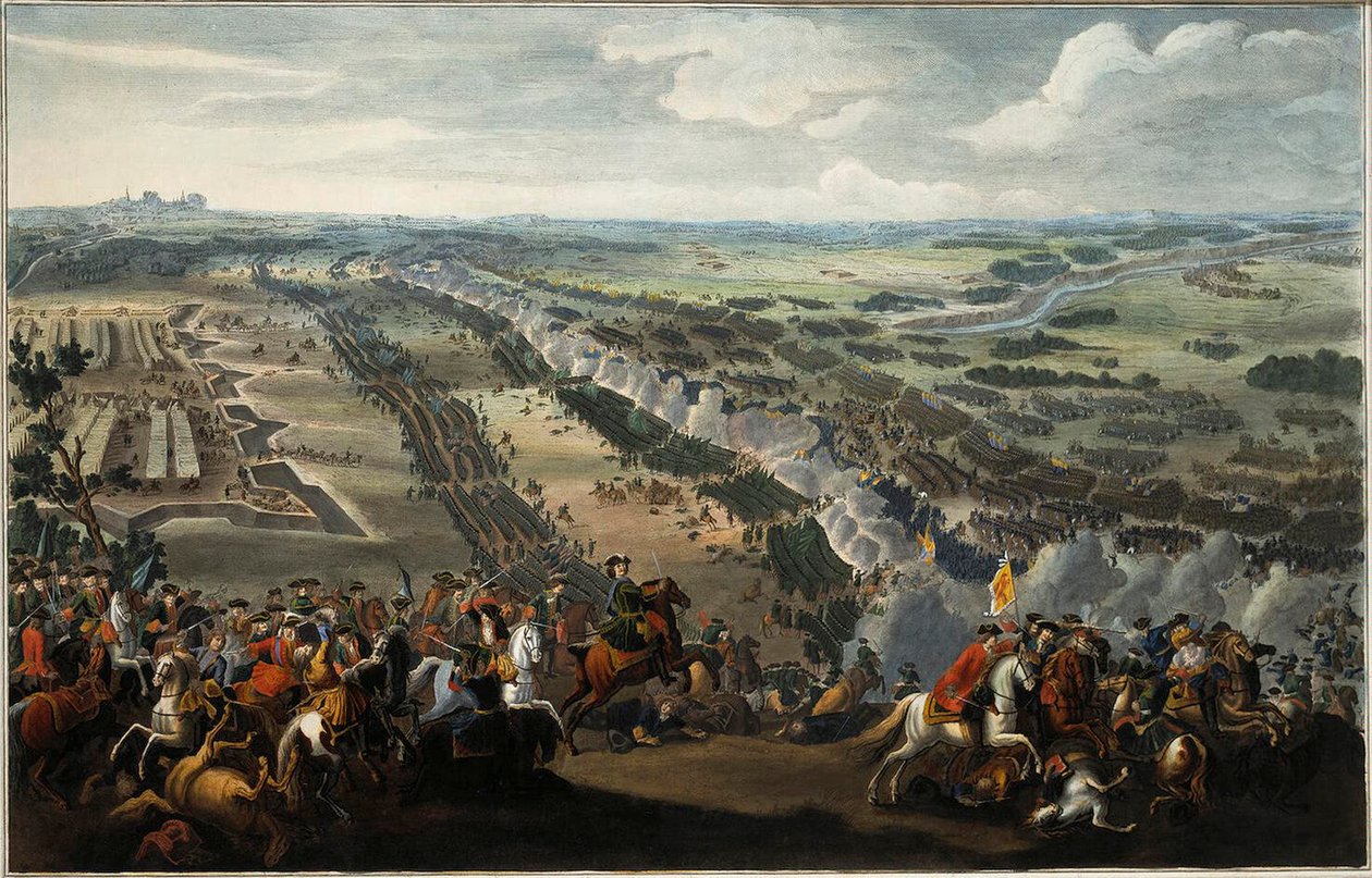 A Batalha de Poltava em 27 de junho de 1709, depois de 1724. de Pierre Denis II Martin