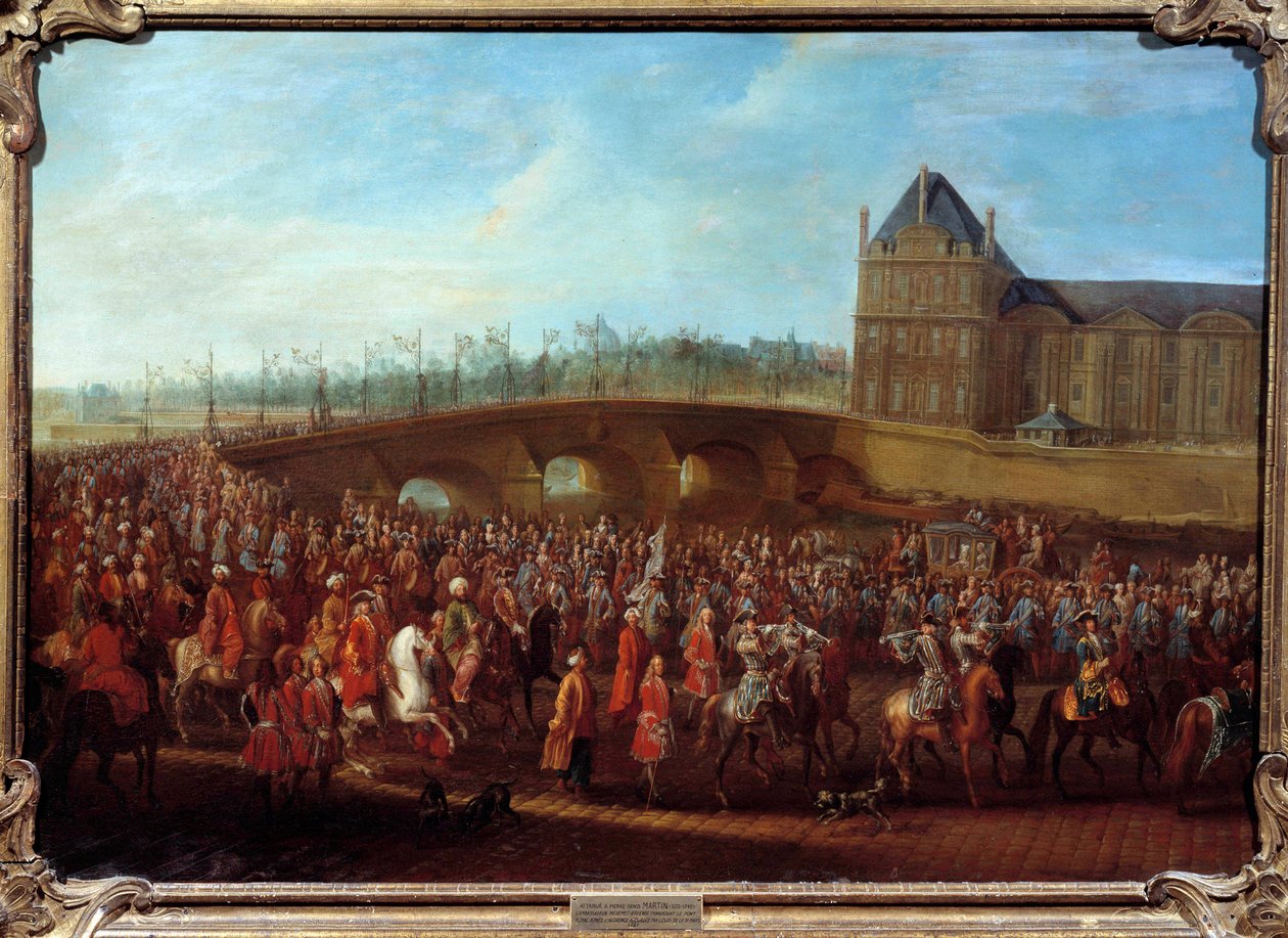 Saída do embaixador turco Mehmet Effendi da Sublime Porta após a audiência concedida pelo Rei Luís XV em 21/03/1721 Pintura de Pierre Denis Martin (1663-1742) de Pierre Denis Martin
