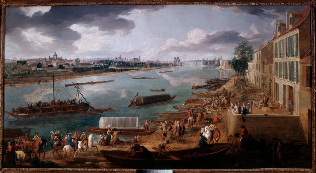 Vista de Paris, tirada do Quai de la Rapee em 1716 Pintura de Pierre Denis Martin (1663-1742) 1716 Sol. 1,7x3,15 m Paris, Musee Carnavalet de Pierre Denis Martin