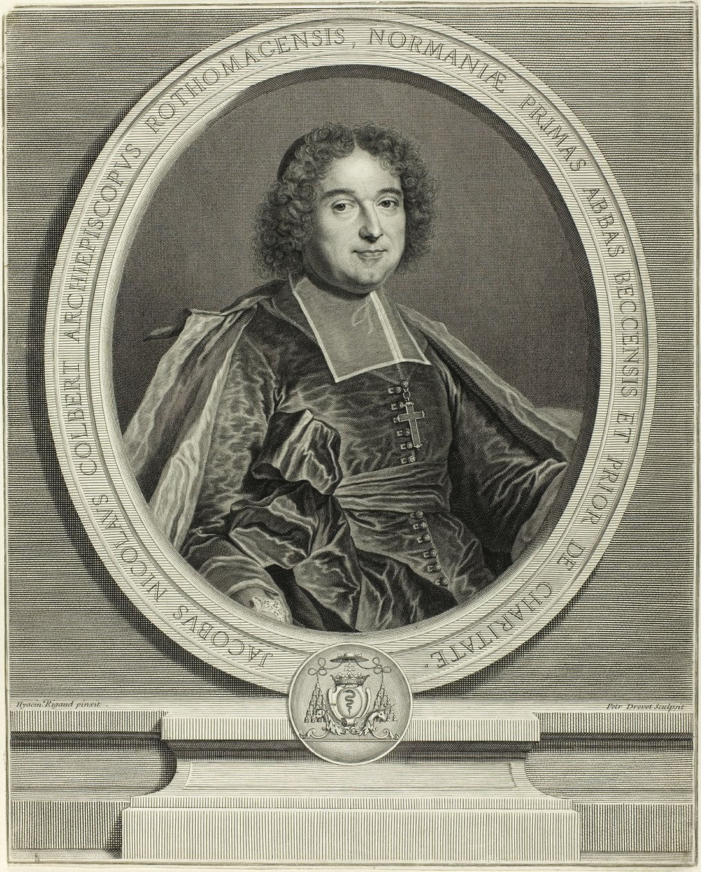 Retrato de Jacques Nicolas Colbert, Arcebispo de Rouen de Pierre Drevet