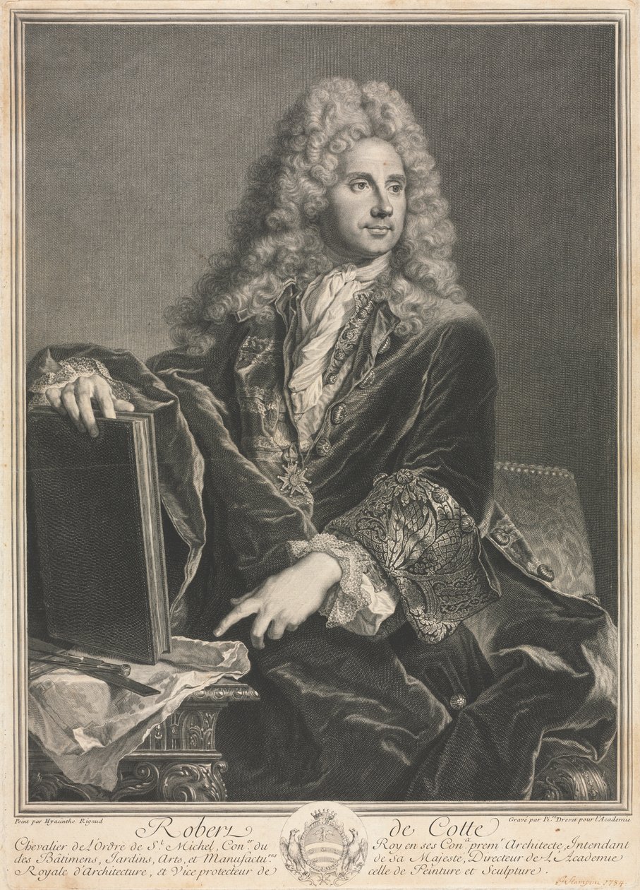 Retrato de Robert de Cotte de Pierre Drevet