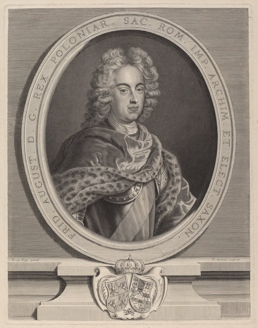 Frederico Augusto III, Rei da Polônia de Pierre Drevet, after François de Troy