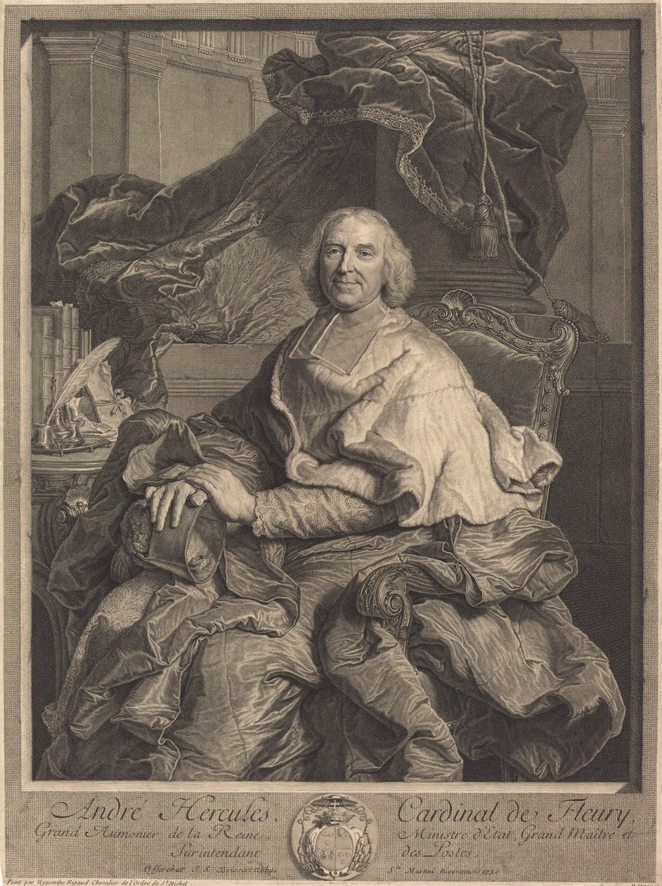 André Hércules, Cardeal de Fleury de Pierre Drevet after Hyacinthe Rigaud