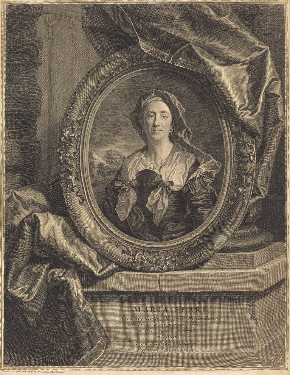 Maria Serre, Mater Hyacinth Rigaud de Pierre Drevet after Hyacinthe Rigaud