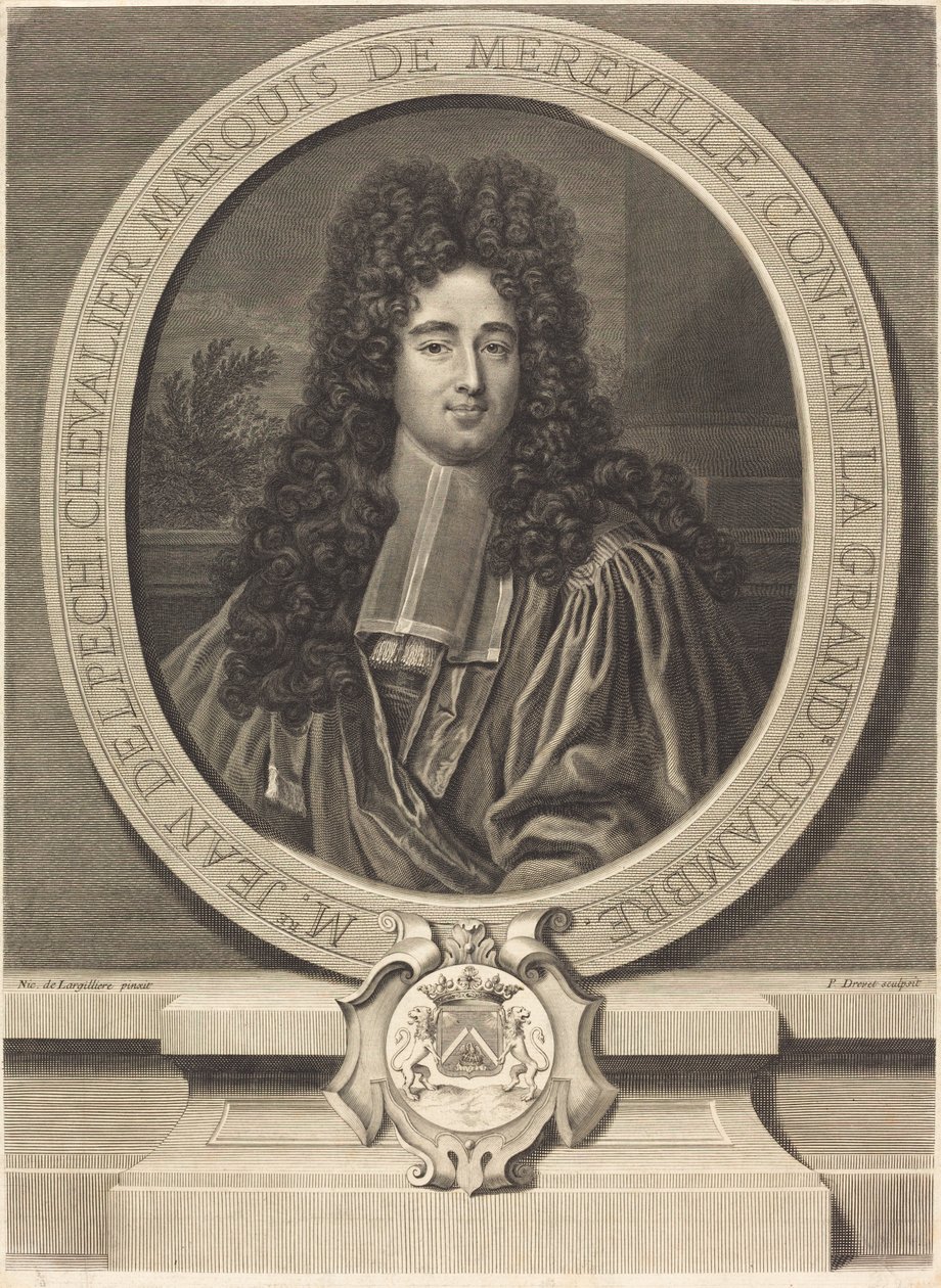 Jean Delpech, Marquês de Mereville de Pierre Drevet after Nicolas de Largillierre
