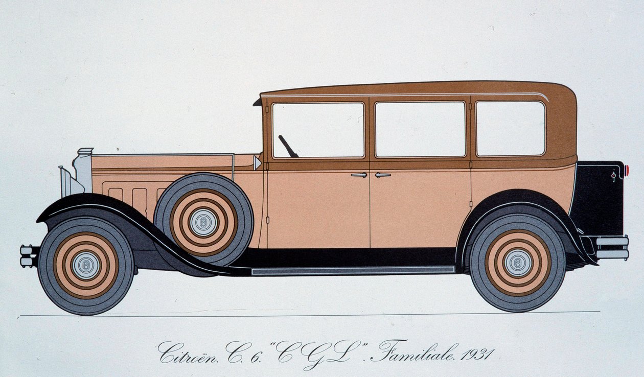 Placa representando o carro da família Citroen de 1931 de Pierre Dumont