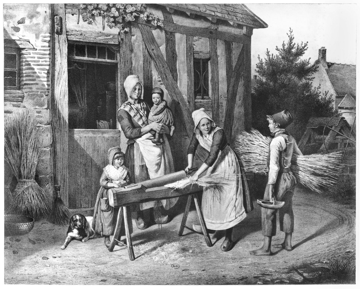Breaking Hemp, c.1830-40 de Pierre Duval Lecamus