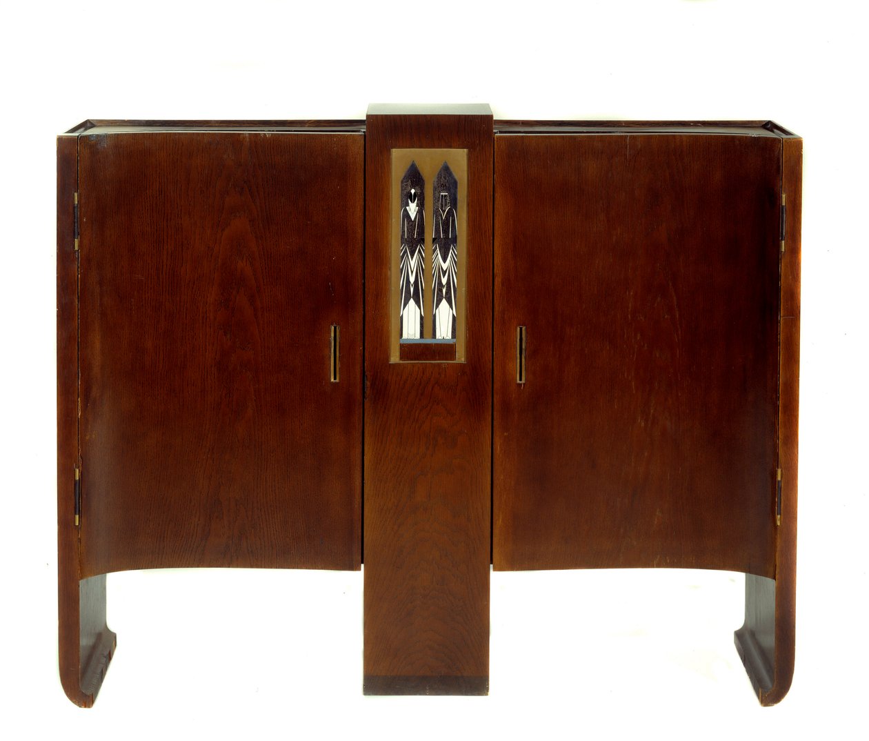 Art Nouveau: gabinete de apoio feito em carvalho, metal e marfim por Pierre legrain (1889-1929) de Pierre E. Legrain