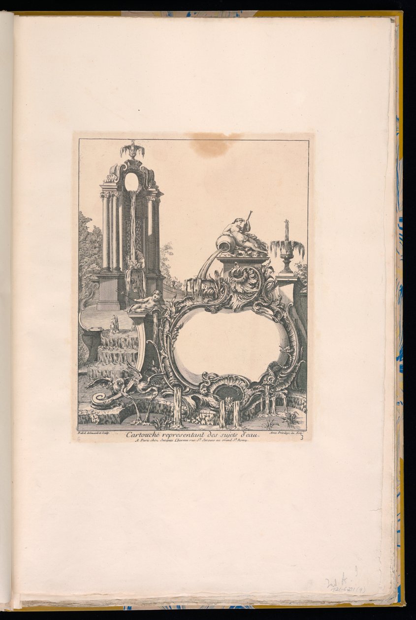 Cartouche cercado por fontes de Pierre Edme Babel