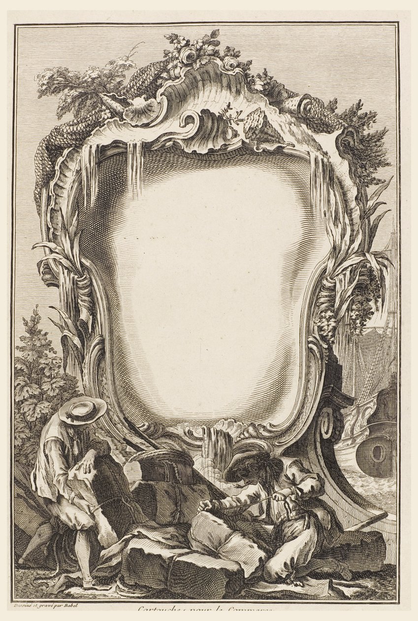 Cartucho para Comércio (Cartucho Rodeado por Elementos do Comércio Naval) de Pierre Edme Babel