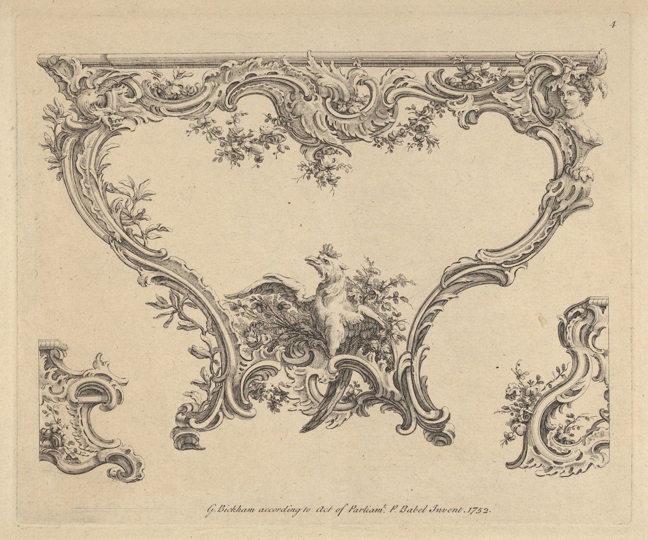 Projeto para uma mesa de console, 1752. de Pierre Edme Babel
