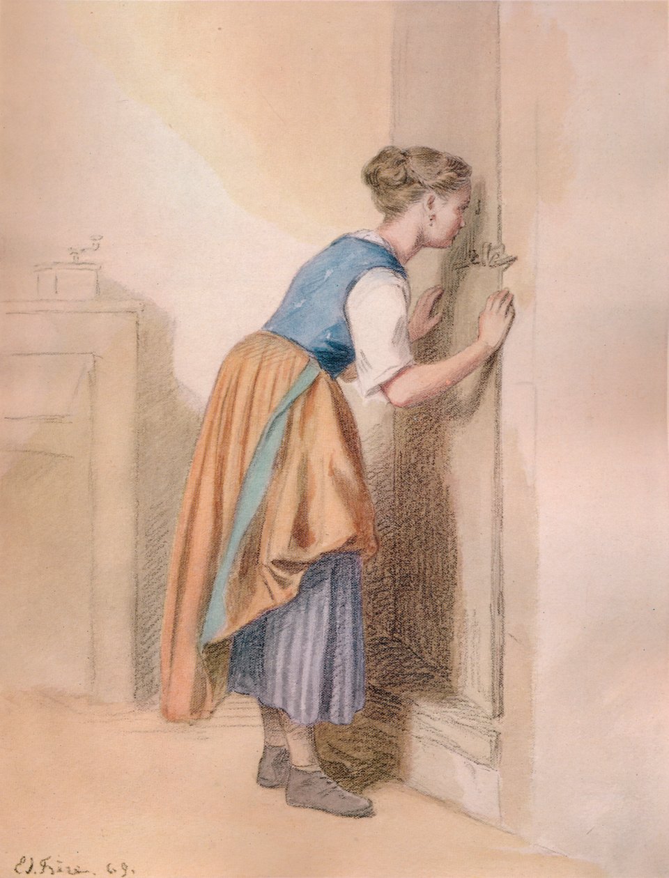O buraco da fechadura, 1869, 1938 de Pierre Edouard Frere
