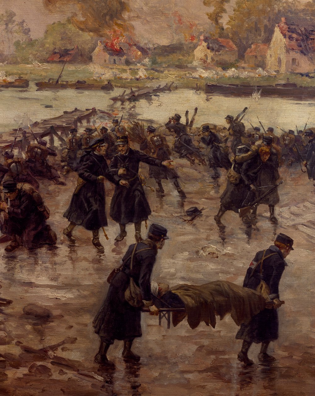 Lutando ao longo do Yser, outubro de 1914, por Naymark e Ballue, detalhe de Pierre Ernest and Neymark Gustave Ballue