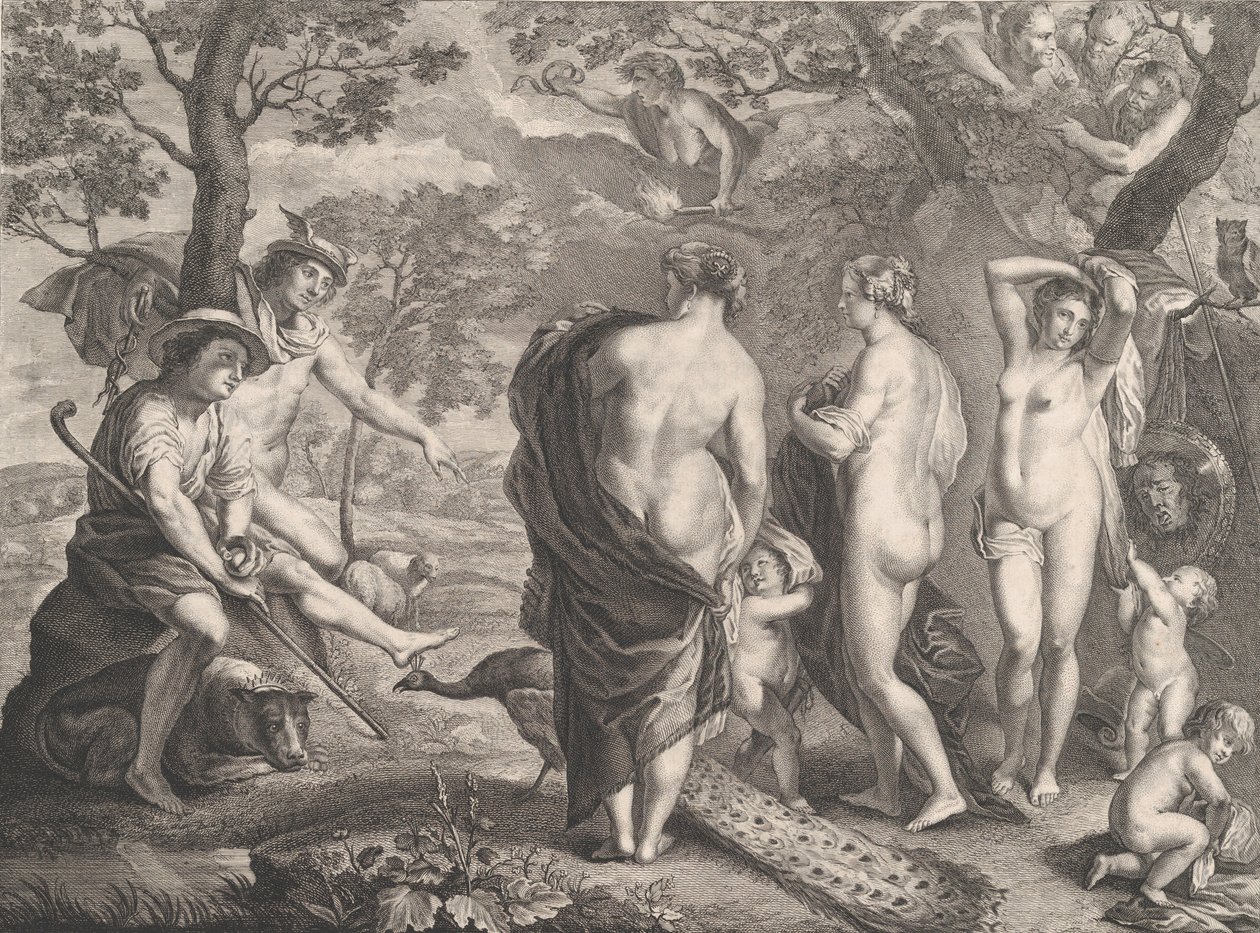 O Julgamento de Paris, 1750 de Pierre Etienne Moitte