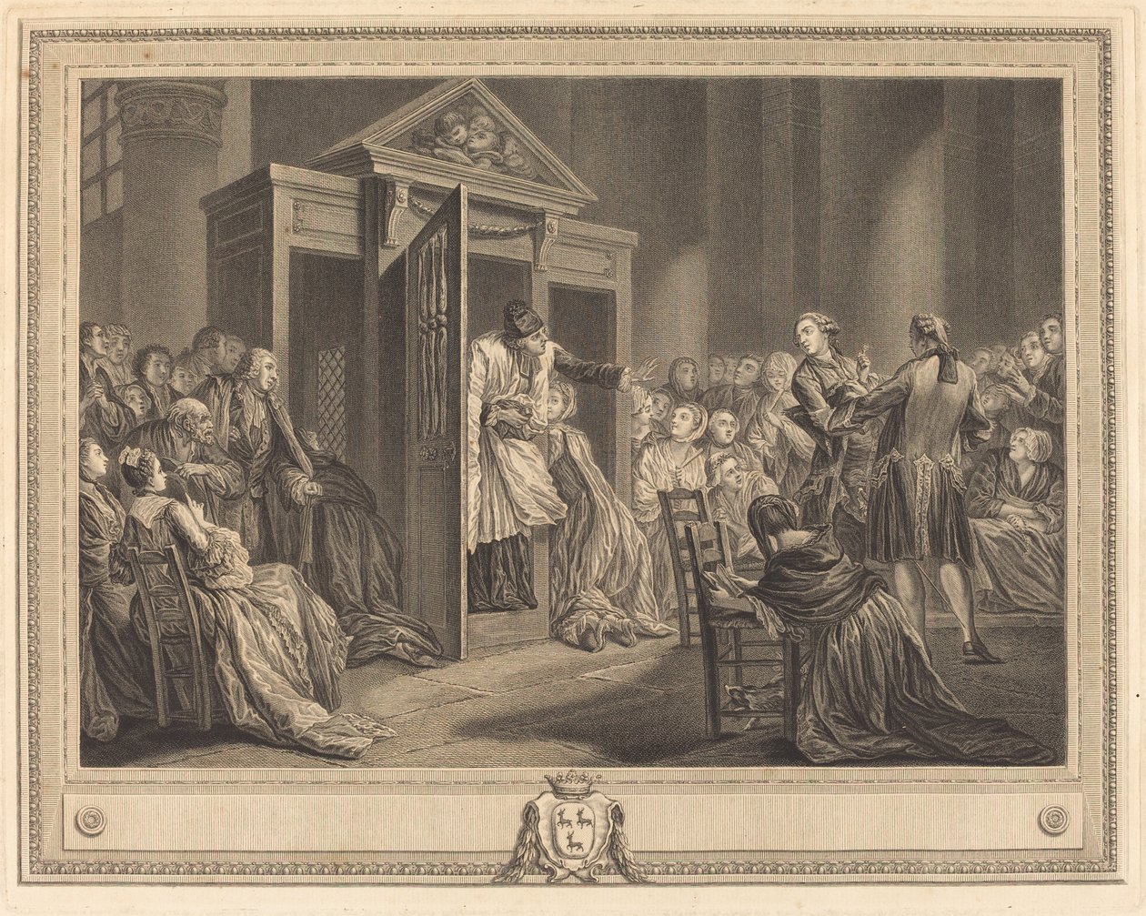 Le confessional de Pierre Etienne Moitte after Pierre Antoine Baudouin