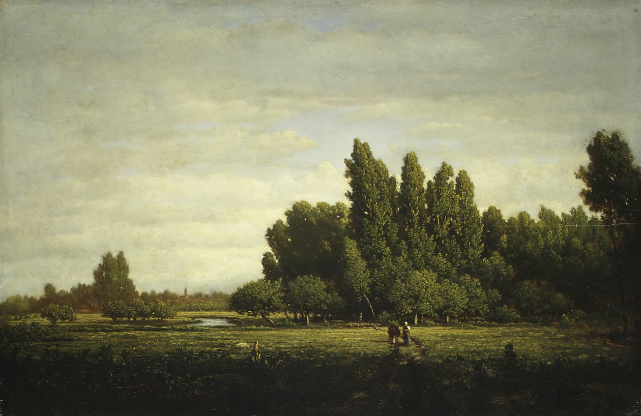 Um prado cercado por árvores, ca. 1845 de Pierre Etienne Theodore Rousseau