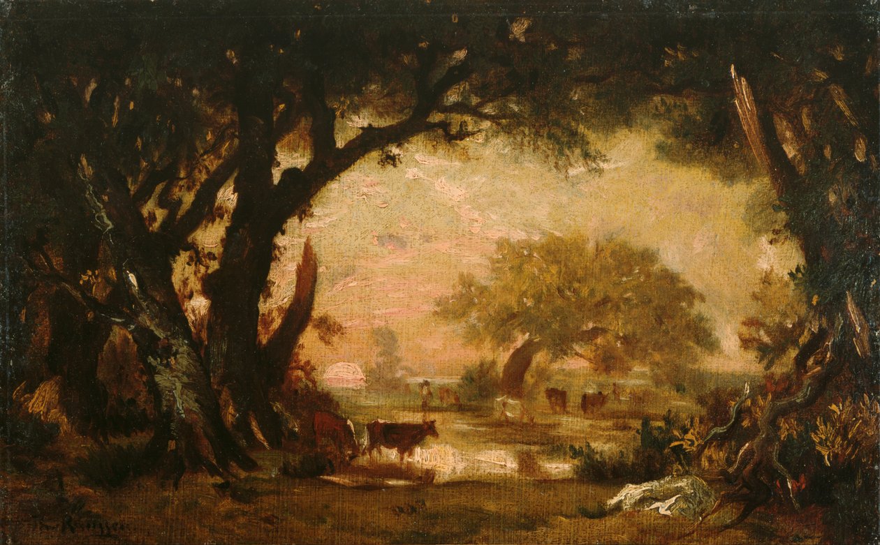 Clareira na floresta de Fontainebleau de Pierre Etienne Theodore Rousseau