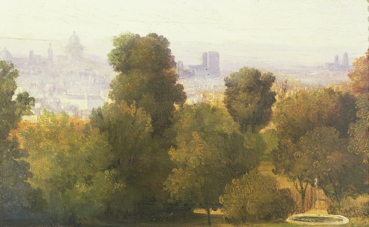 Paris vista das alturas de Belleville, c.1830 de Pierre Etienne Theodore Rousseau