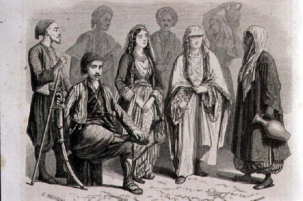 Vestido Anatólio na década de 1860, gravado por Stephane Pannemaker (1847-1930) (gravura) de Pierre Eugene (after) Grandsire